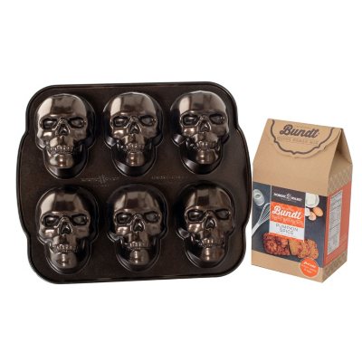 Nordic Ware Halloween Bakeware, Haunted Skull Cakelet Pan, Bronze
