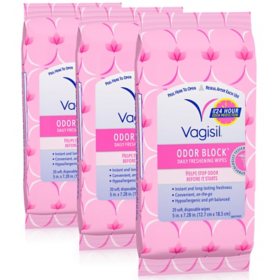 Vagisil Odor Block Daily Freshening Wipes, Resealable Pouch, 20 ct., 3 pk.