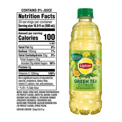 Lipton Zero Sugar Iced Tea Lemon 16.9 Fl Oz 12 Count Bottles