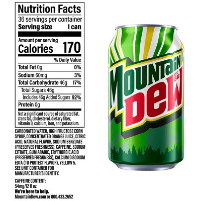 Mountain Dew 12 Fl Oz 36 Pk Sam S Club