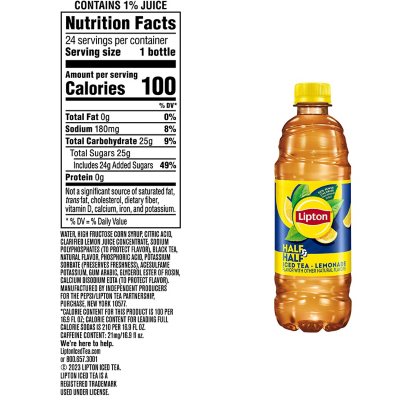 Lipton Iced Tea And Lemonade Half & Half, 16.9 Fl Oz, 12 Count, Size: 202.8 fl oz