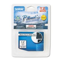 Brother P-Touch TZe211 Label Tape, 1/4", Black on White