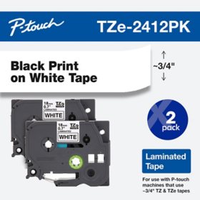 Brother P-Touch TZe Standard Adhesive Laminated Labeling Tape,Black on White