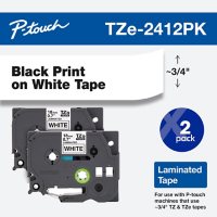 Brother P-Touch TZe Standard Adhesive Laminated Labeling Tape, 0.7" x 26.2 ft, Black on White, 2 pk.