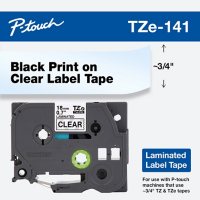 Brother P-Touch TZe141 Label Tape, 3/4", Black on Clear