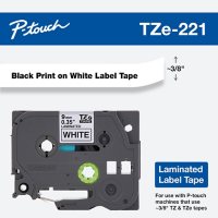 Brother P-Touch TZe221 Label Tape, 3/8", Black on White