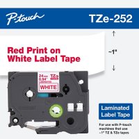 Brother P-Touch TZe252 Label Tape, 1", Red on White