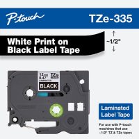Brother P-Touch TZe335 Label Tape, 1/2", White on Black