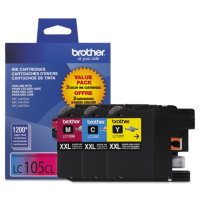 Brother Genuine Super High Yield XXL Ink Cartridges, LC1053PKS, Cyan, Magenta, Yellow, LC105 Color 3pk.