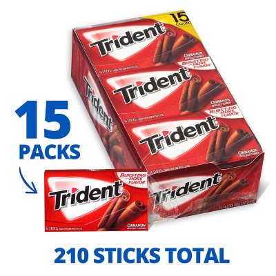 Trident Gum, Sugar Free, with Xylitol, Cinnamon - 15 - 14-stick pkgs [210 sticks]