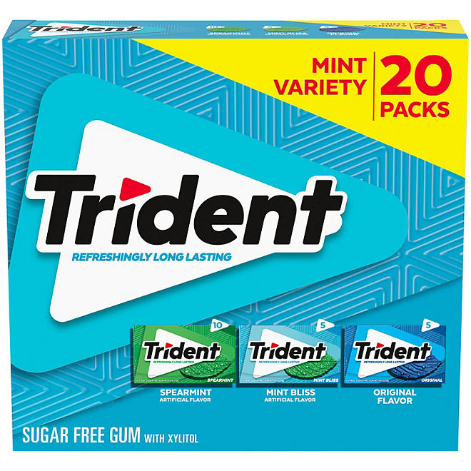 Trident Mint Variety Pack Sugar Free Gum 14 per pk., 20 pk.