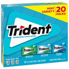 Trident Mint Variety Pack Sugar Free Gum 14 per pk., 20 pk.