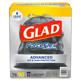 Glad ForceFlex Advanced Extra Large Drawstring Trash Bags with Leak Protection (33 gal., 90 ct.)