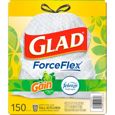 Glad ForceFlex Tall Kitchen Trash Bags, Gain Original Scent with Febreze  Freshness (13 gal., 150 ct.) - Sam's Club