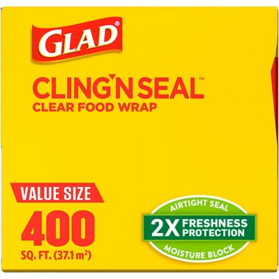 Glad Cling Wrap 200 Sq Ft Lot of 2 - 200 Sq Ft = 400 Sq Feet