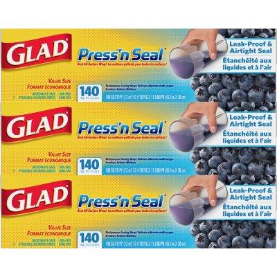 Glad Cling 'N Seal Clear Plastic Food Wrap (400 sq. ft./roll, 2 rolls) -  Sam's Club
