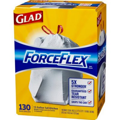 Glad ForceFlex Tall Kitchen Drawstring Trash Bags 13 gal Capacity