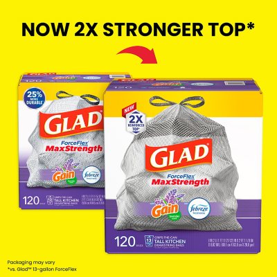 Glad ForceFlex Plus w/ Clorox Tall Kitchen Trash Bags, 120 ct.