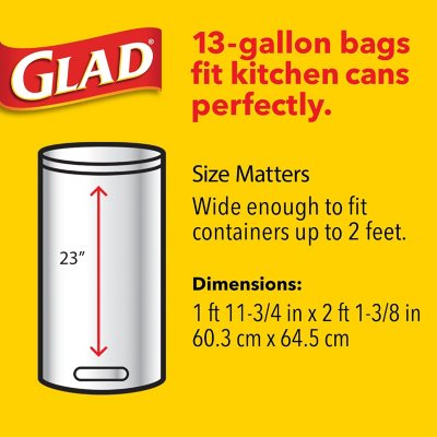 Glad ForceFlexPlus Tall Kitchen Drawstring Trash Bags Unscented 13Gallon140Count 