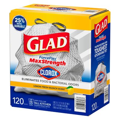  Glad Quick-Tie Tall Kitchen Trash Bags, 13 Gallon Trash Bags  for Tall Trash Can, 200 Count - 15931 : Health & Household