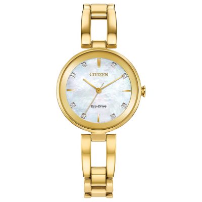 Ladies' Citizen Eco-Drive® Classic Gold-Tone IP Watch with Champagne Dial  (Model: EO1222-50P)