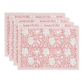 Over&back Set of 4 Printed Cotton Placemats (Choose Color)