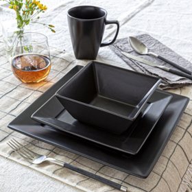 Over and Back 16-Piece Square Porcelain Dinnerware Set