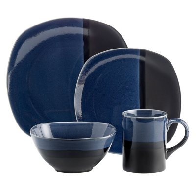 Overandback 16-Piece Square Stoneware Dinnerware Set (Assorted Colors ...