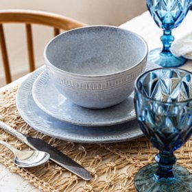 Over&back 12-Piece Ridge Rim Stoneware Dinnerware Set