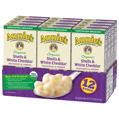 Annie's Macaroni and Cheese Dinner, Shells & White Cheddar with Organic  Pasta, 12 ct 