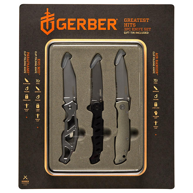 Gerber Gear Greatest Hits 3-Piece Folding Knife Set, Gift Tin Included