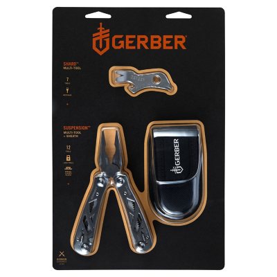 Gerber Gear Suspension 12-in-1 Needle Nose Pliers Multi-tool with Tool Lock  - Multi-Plier, Wire Cutter, Crosspoint and Flathead Screwdriver Set, Small