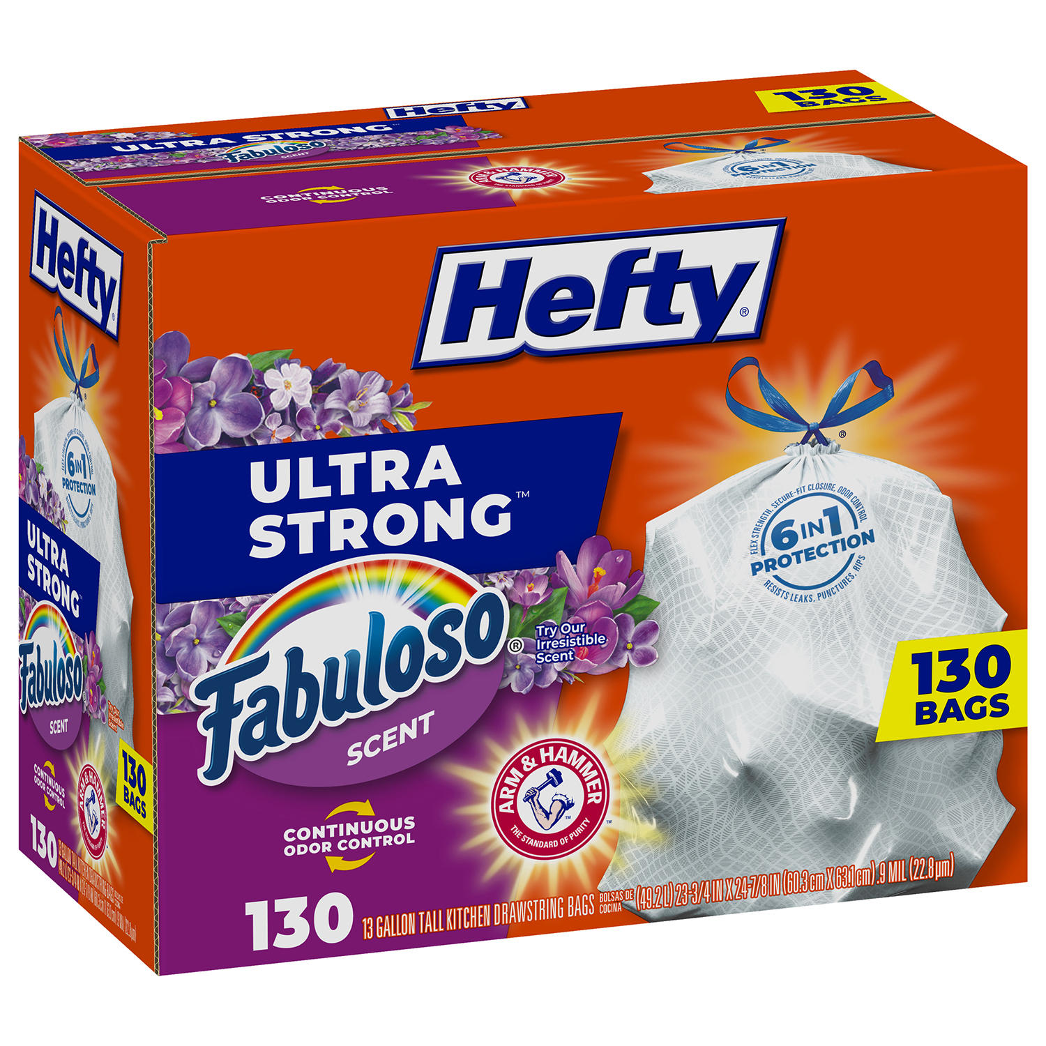 Hefty Ultra Strong Kitchen Drawstring Trash Bags, Fabuloso Scent (13 gal, 130 ct.)