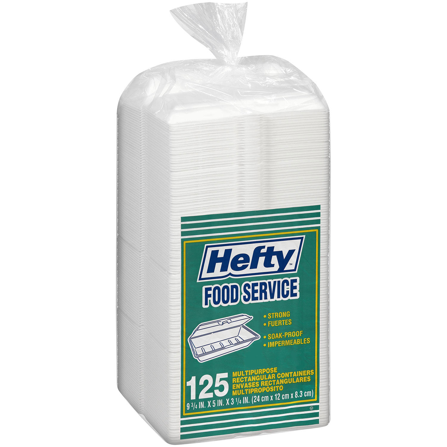 Hefty Food Service Containers Rectangle 9 3/4' x 5' x 3 1/4' (125 ct.)