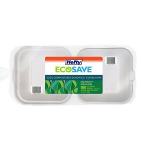 Plastifar Foam Carryout Container with Hinged Lid, 8 x 8 (200 ct.) -  Sam's Club