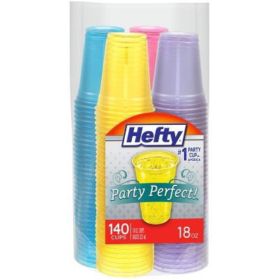 Hefty Party Perfect Translucent Plastic Cup, Spring Colors (18 oz