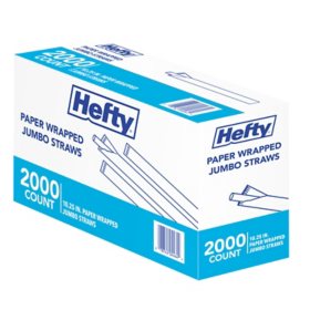 Hefty Jumbo Translucent Wrapped Plastic Straws 10.25", 2,000 ct.