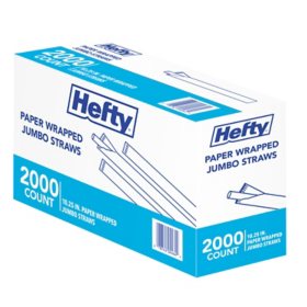 Hefty Jumbo Translucent Wrapped Plastic Straws, 10.25" (2,000 ct.)
