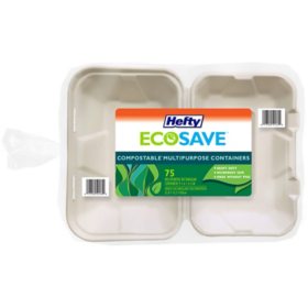 Hefty ECOSAVE Hoagie Hinged Lid Container, 9" x 6" , 75 ct.