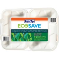 Hefty ECOSAVE Hoagie Hinged Lid Container (9" x 6", 75 ct.)