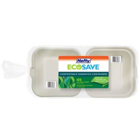 Hefty ECOSAVE Sandwich Hinged Lid Container (6" x 6", 100 ct.)