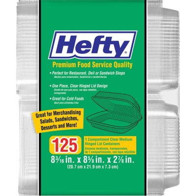 Hefty Clear Hinged Lid Plastic Container, 8 x 8 (125 ct.) - Sam's Club