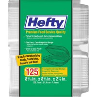 Hefty Clear Hinged Lid Container, 8" x 8" (125 ct.)