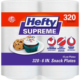 Hefty Supreme Foam Disposable Snack Plates, 6", 320 ct.