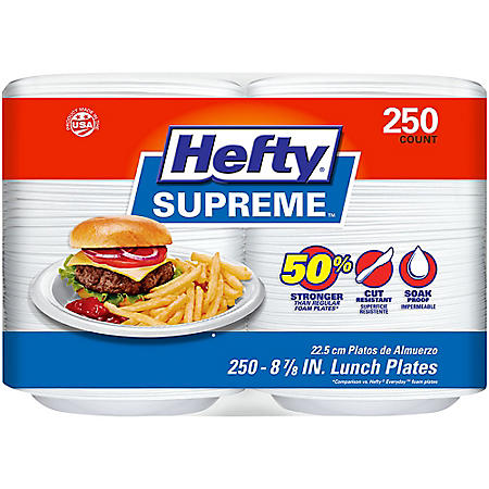 Hefty Supreme 8 7/8" Foam Plates, 250 ct.