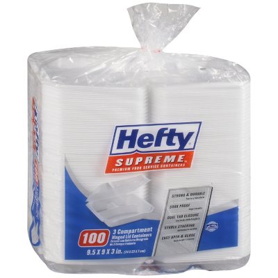 Hefty ECOSAVE Sandwich Hinged Lid Container (6 x 6, 100 ct.) - Sam's Club