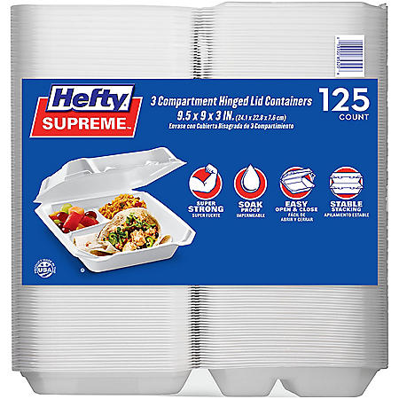 Hefty Supreme Foam 3 Compartment HLC (125 ct.)