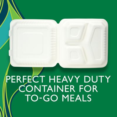 Member's Mark Three Compartment Hinged Lid Container by Hefty 125 Ct Food Tray for sale online 