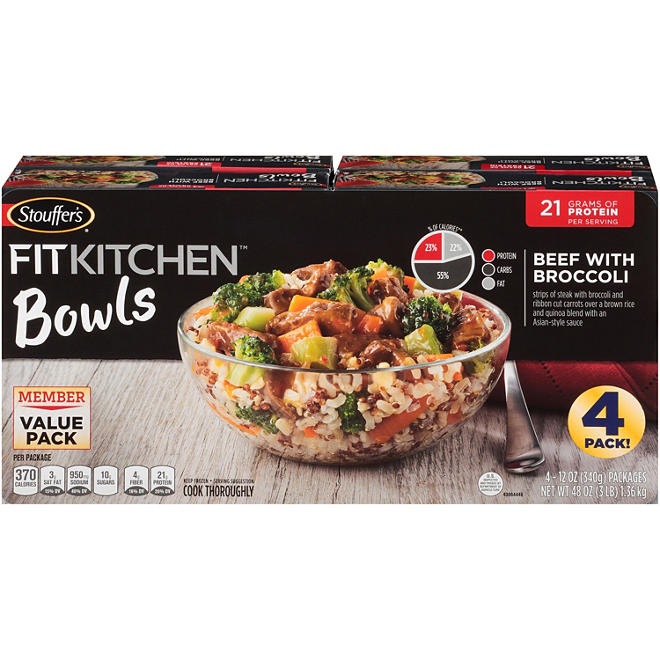 Stouffer's Fit Kitchen Bowls, Beef with Broccoli (4 pk.)