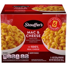 Stouffer's Mac and Cheese Pouches, Frozen, 8 oz., 6 ct.